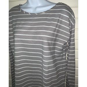 Garnet Hill Sz XS Easy Knit Organic-Cotton Boxy Pajama Top Gray Stripe *VGUC